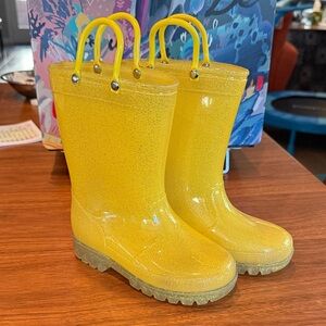 Yellow Glitter Rain Boots